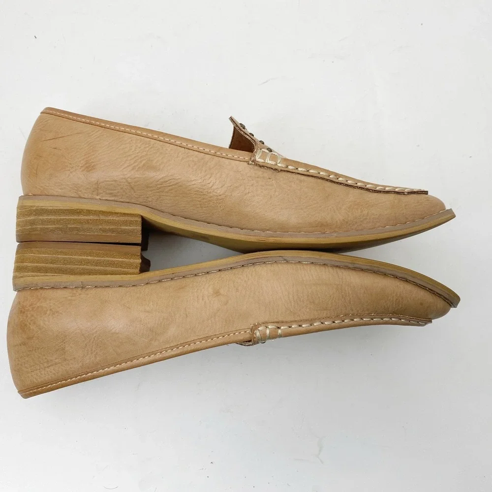 Mi.iM Studded Western Embroidered Leather Loafer Flat‎ Womens 6.5 Pointed Toe